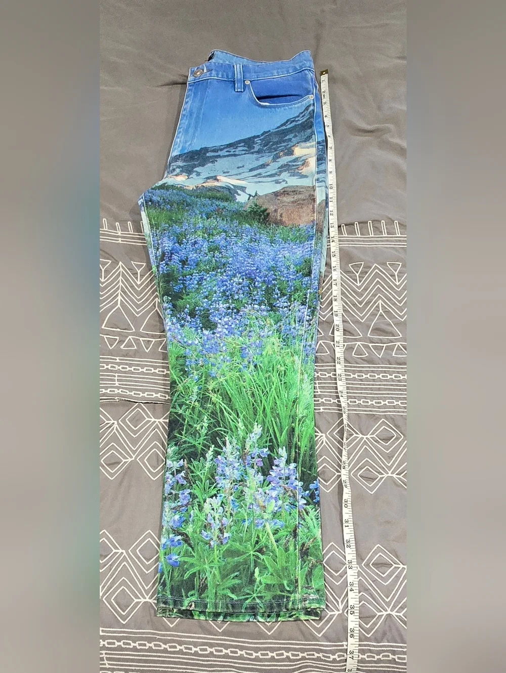 Hudson Barbara High Rise Straight Leg Cropped Jeans Mountain Landscape  Size 30 - Picture 2 of 10